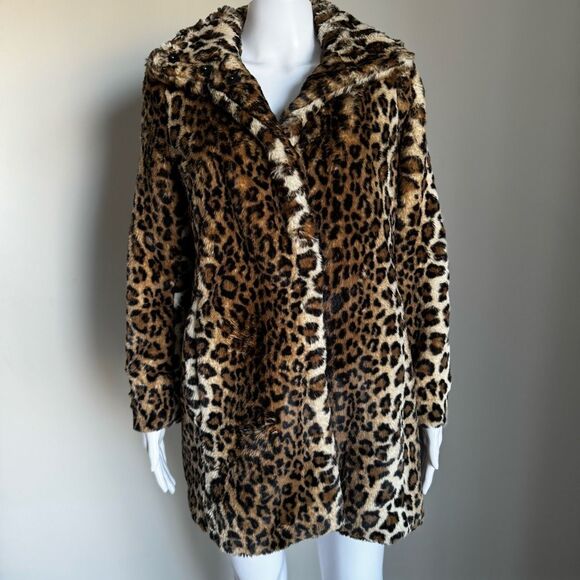 LOFT Leopard Print Faux Fur Sherpa Coat XS NWT - Picture 2 of 8